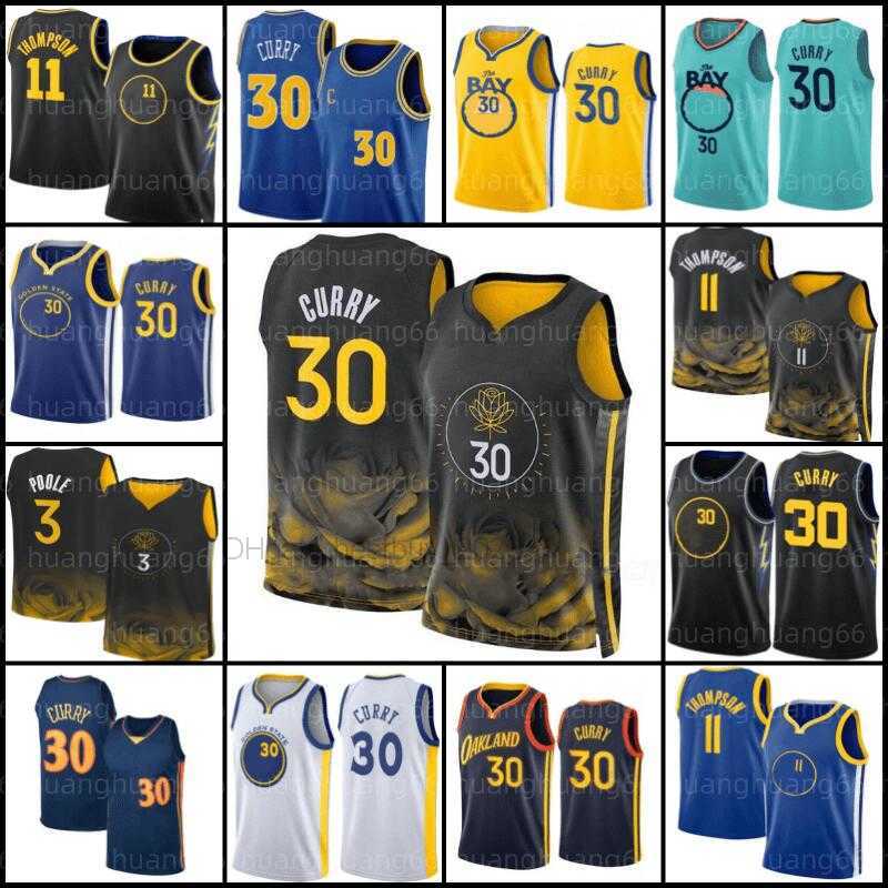

2022 patch Basketball''nBa''Stephen 30 Curry Jersey Klay Thompson 11 Andrew Wiggins 22 Draymond Green 23 Poole 3 Sports Shirt White Black Blue