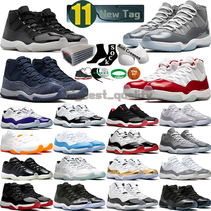 

11 Mens Basketball Shoes 11s Cherry Cool Cement Grey Concord Bred UNC Gamma Blue Midnight Navy Velvet Space Jam Yellow Snakeskin Men Women Trainers Sports Sneakers, Color-7
