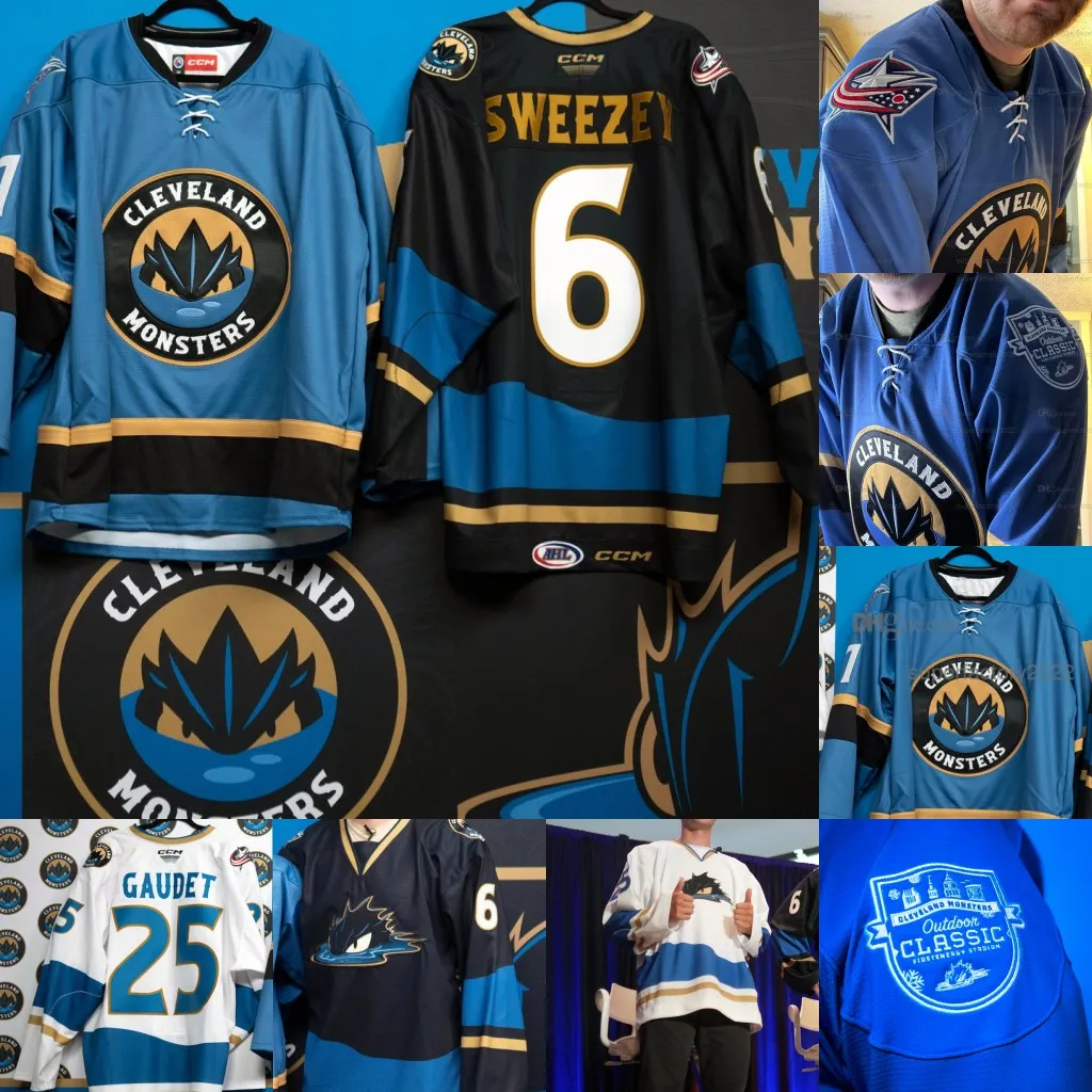 AHL Cleveland Monsters Outdoor Classic Jersey TRENT VOGELHUBER RYAN COLLINS ALEX BROADHURST DEAN KUKAN MATISS KIVLENIEKS GARRET COCKERILL-image-939763639