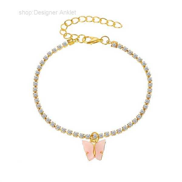 

Anklets Sweet Cute Butterfly Anklet Rhinestone Crystal Ankle Bracelet Boho Beach Acrylic for Women Sandals Foot Bracelets Female Jewelry 2 20KF