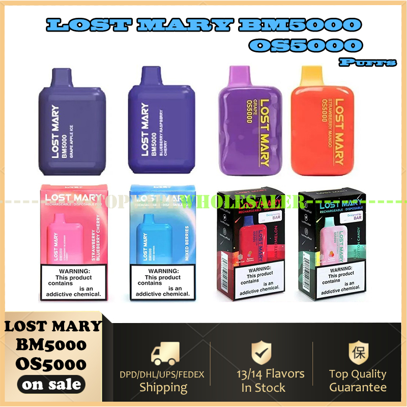 

Lost OS5000 BM5000 Disposable E cigarettes 5000 Puffs Vape Pen 13ml Pre-filled Mesh Coil Pods 650mAh Rechargeable Battery Vaporizers vapes air bar box