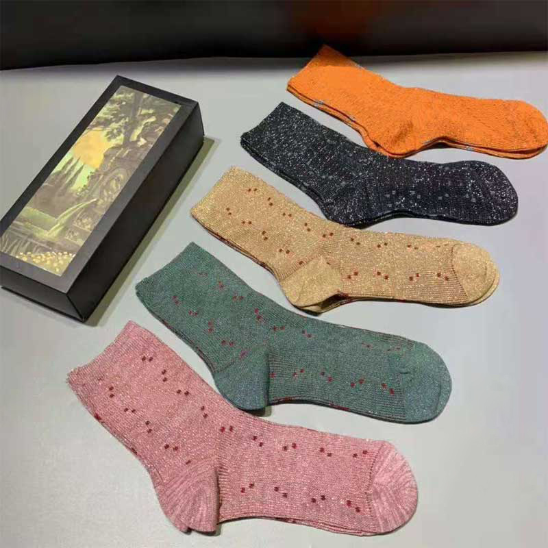 

Designer womens mens foot socks five brands of luxurys sports Stockings Sock winter net letter knit sock cotton with boxes, 1 box=5 pairs