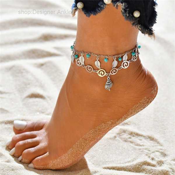 

Anklets Leaf Weave Multilayer Anklet Chains Shell Elephant Mermaid Foot Bracelet Chain Jewelry Beach Women Will and Sandy Drop Ship 1 855U