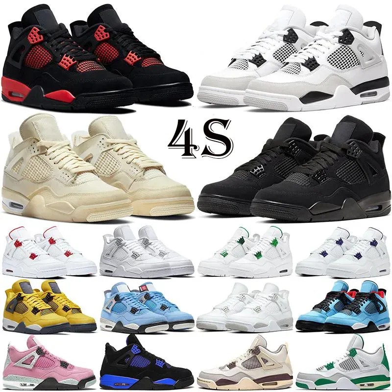 

4 4s men women Basketball Shoes Red Thunder Zen Master Black Cat Infrared Sail Lightning University Blue Taupe Haze White Oreo mens trainer Sports Sneakers With Box, Color#1
