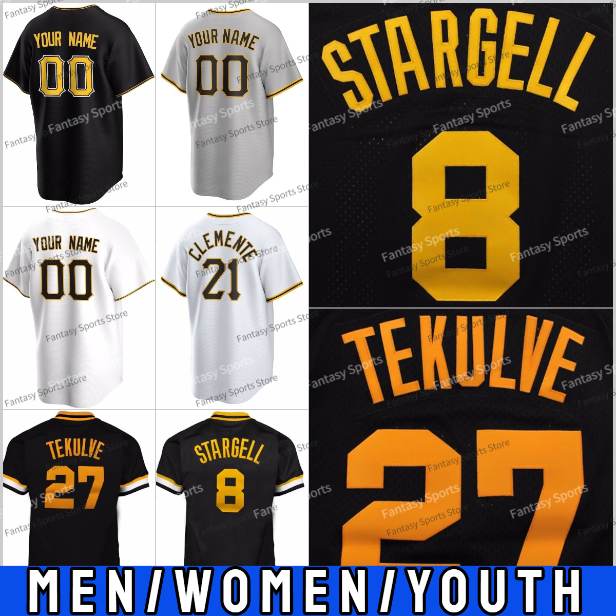 

21 Roberto Clemente 8 Willie Stargell Baseball Jersey Hayes Connor Joe Ji Man Choi Oneil Cruz Travis Swaggerty Carlos Santana Chris Owings Suwinski Jerseys Men Kids, Women color 1