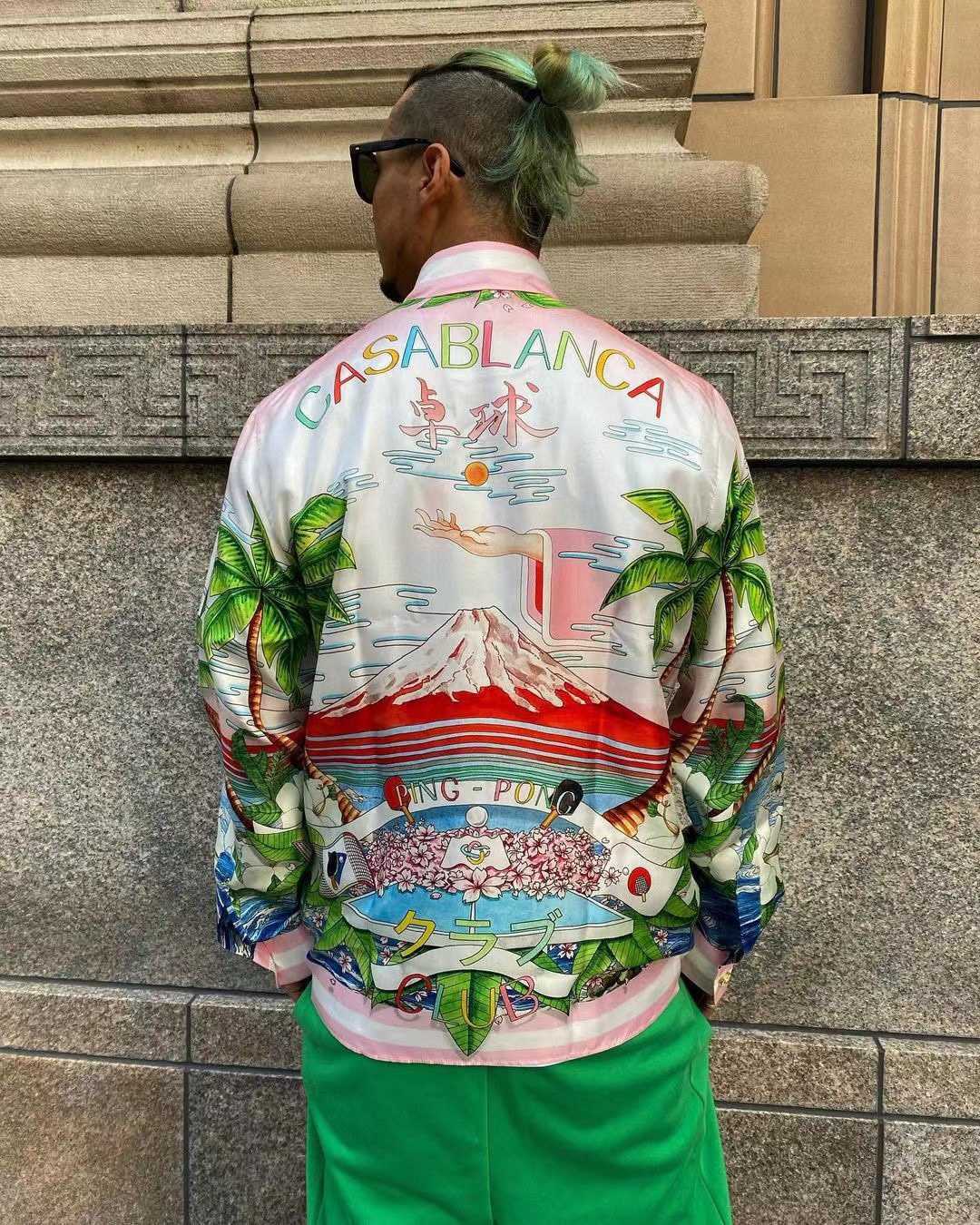 

New Casablanca Designer Shirt 23ss Table Tennis Club Lucky Cat Stadium Long Sleeve Shirt Casablanc, As shown in figure
