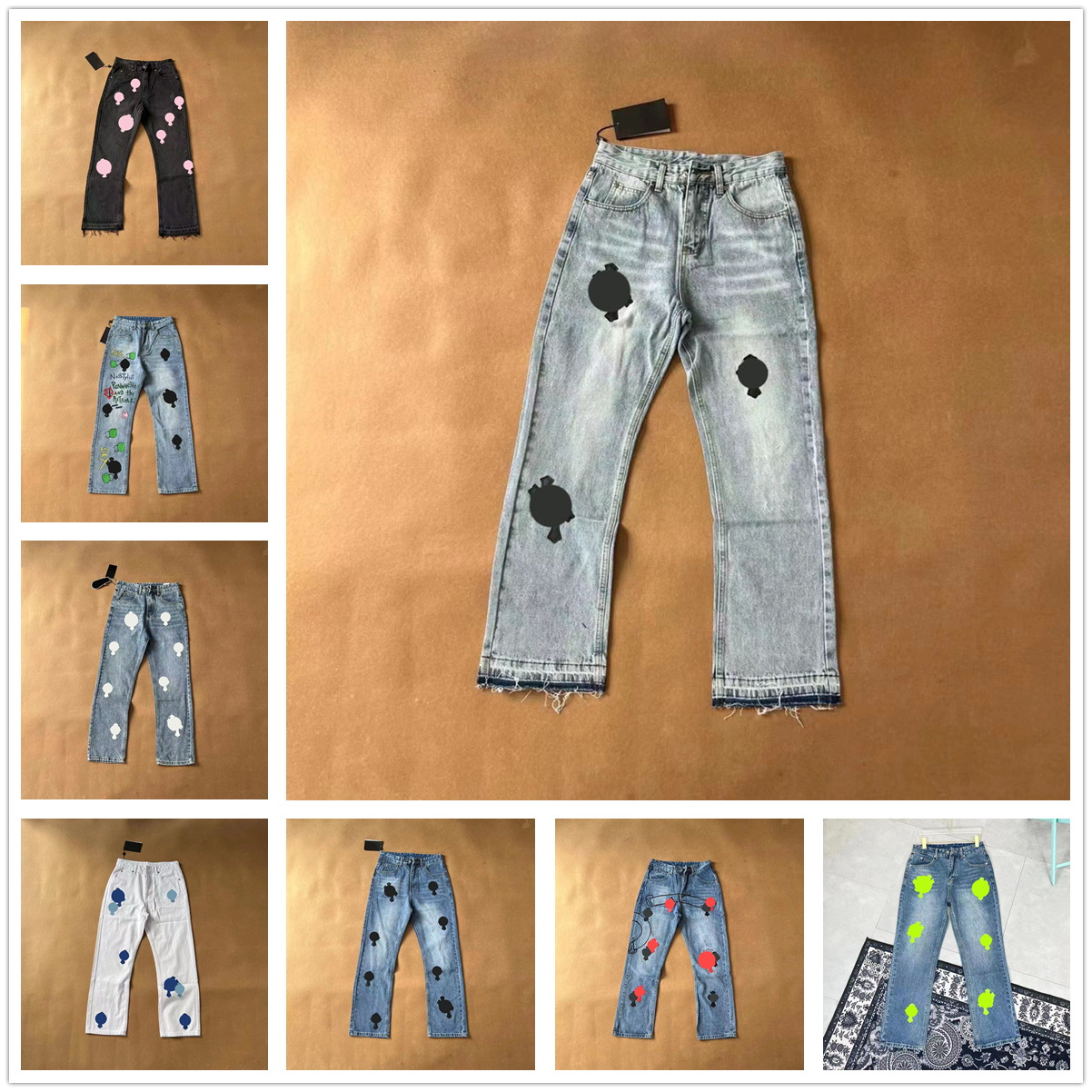 

2023 Designer Jeans for Womens Mens Make Old Washed Pants Straight Trousers Heart Letter Prints for Women Men Casual Long Style