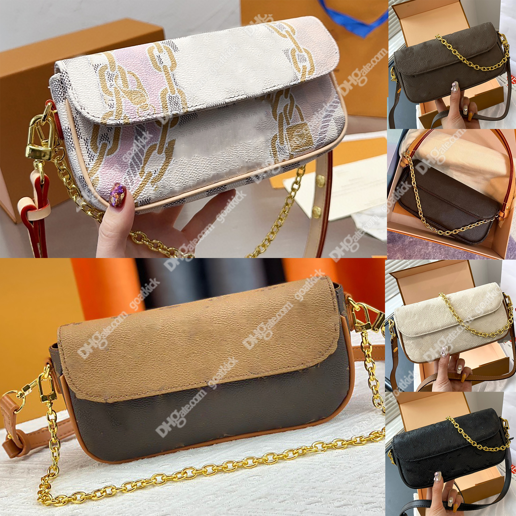 

Wallet On Chain Ivy Women Designer Shoulder Bags Lvy Flap Brown Flower Crossbody Lady Fashion Purses Handbags Chain Tote Underarm Crossbody Wallet Luxurious Luxury, 2/plaid