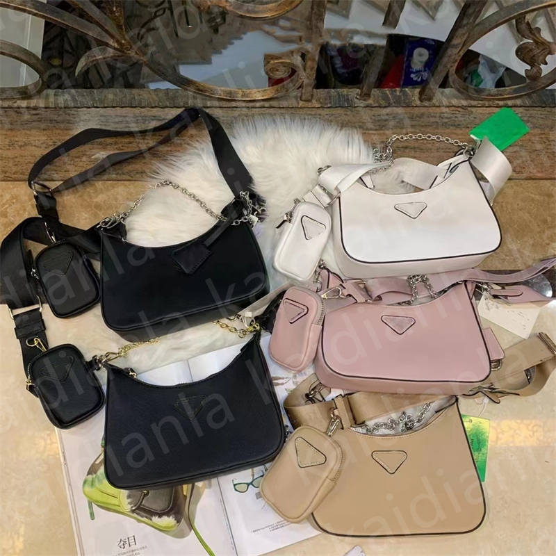 

fashion Nylon woman luxurys men designers bags lady crossbody tote Hobo Shoulder Purses Handbags Bag wallet 2 piece set, Black gold chain