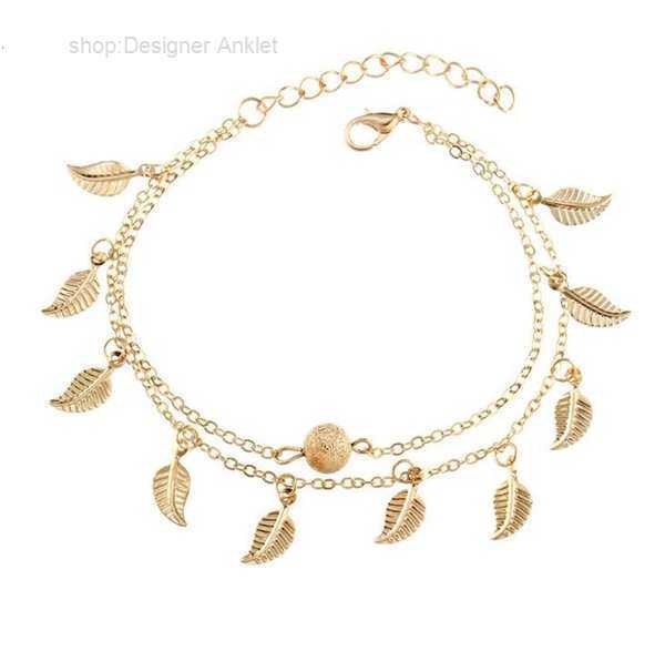 

Anklets Women Gold Leaf Charm Real Photos Chain Bracelet Fashion 18k Bracelets Foot Jewelry Gb1485 1 4FFU