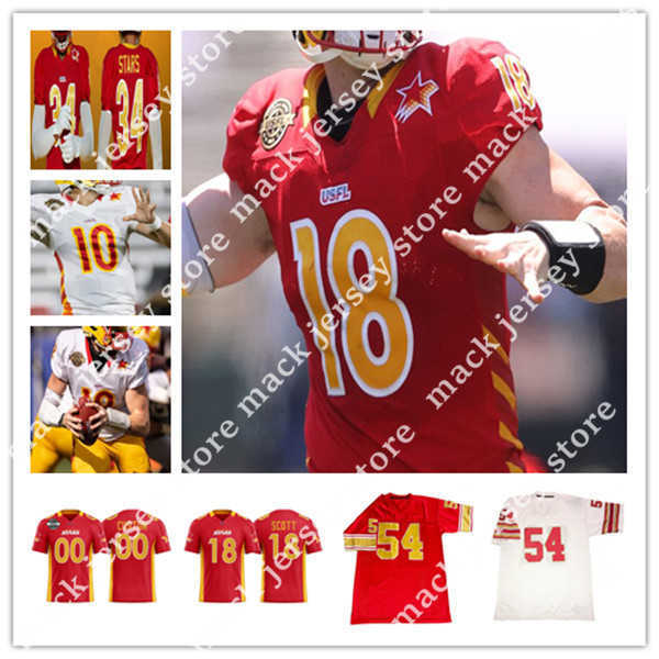 

2022 USFL Stars Football Jersey Case Cookus Bryan Scott Matt Colburn Paul Terry Darnell Holland Suell Bug Howard Devin Gray Chris Rowland Maurice Alexander Aguilar, Man retro white