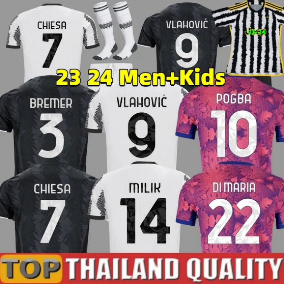 

22 23 24 Juventus Soccer Jerseys MILIK DI MARIA 2022 2023 Fans Player Juve CHIESA McKENNIE VLAHOVIC POGBA red Football Shirt AKE CUADRADO KAIO JORGE Mens Kids Kit 16-28, 22 23 home aldult serie a