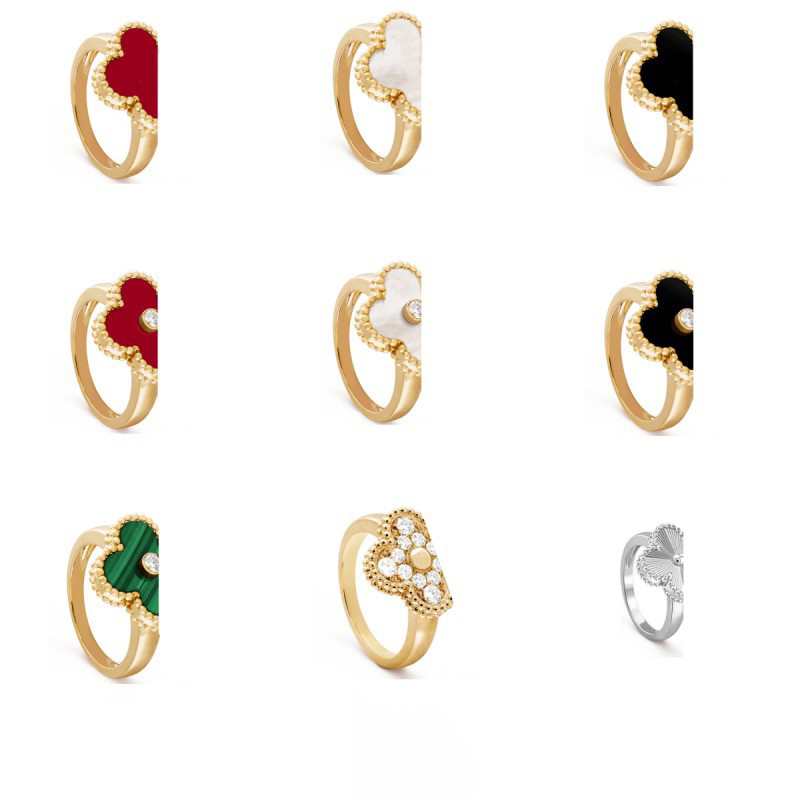 

Fashion classic four-leaf clover ring four-leaf cleef love crossing 18k gold ring ladies and men luxury wedding ring