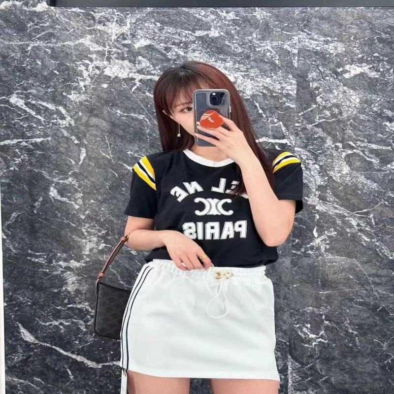 

Luxury designer' new men' and women' short sleeved sportswear set Shirt High Edition CL23 Spring/Summer New Pullover Letter Print Short Sleeve T-shirt Top, Black