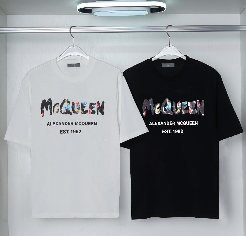 

classical white 92 designer t shirt summer short sleeve mcqueens men women tshirt tee mens clothes