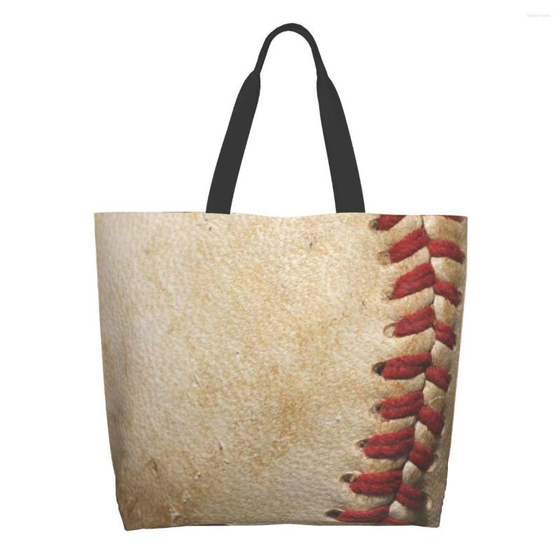 

Shopping Bags Women Shoulder Bag Vintage Baseball Sport Large Capacity Grocery Tote For Ladies