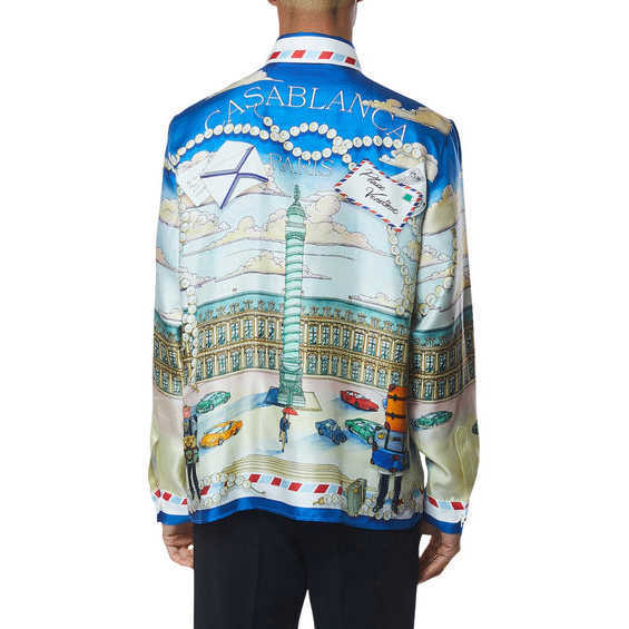 

Casablanca Designer Shirt 2023 Place Casa Unisex Holiday Style Silk Twill Shirt Casablanc, White2