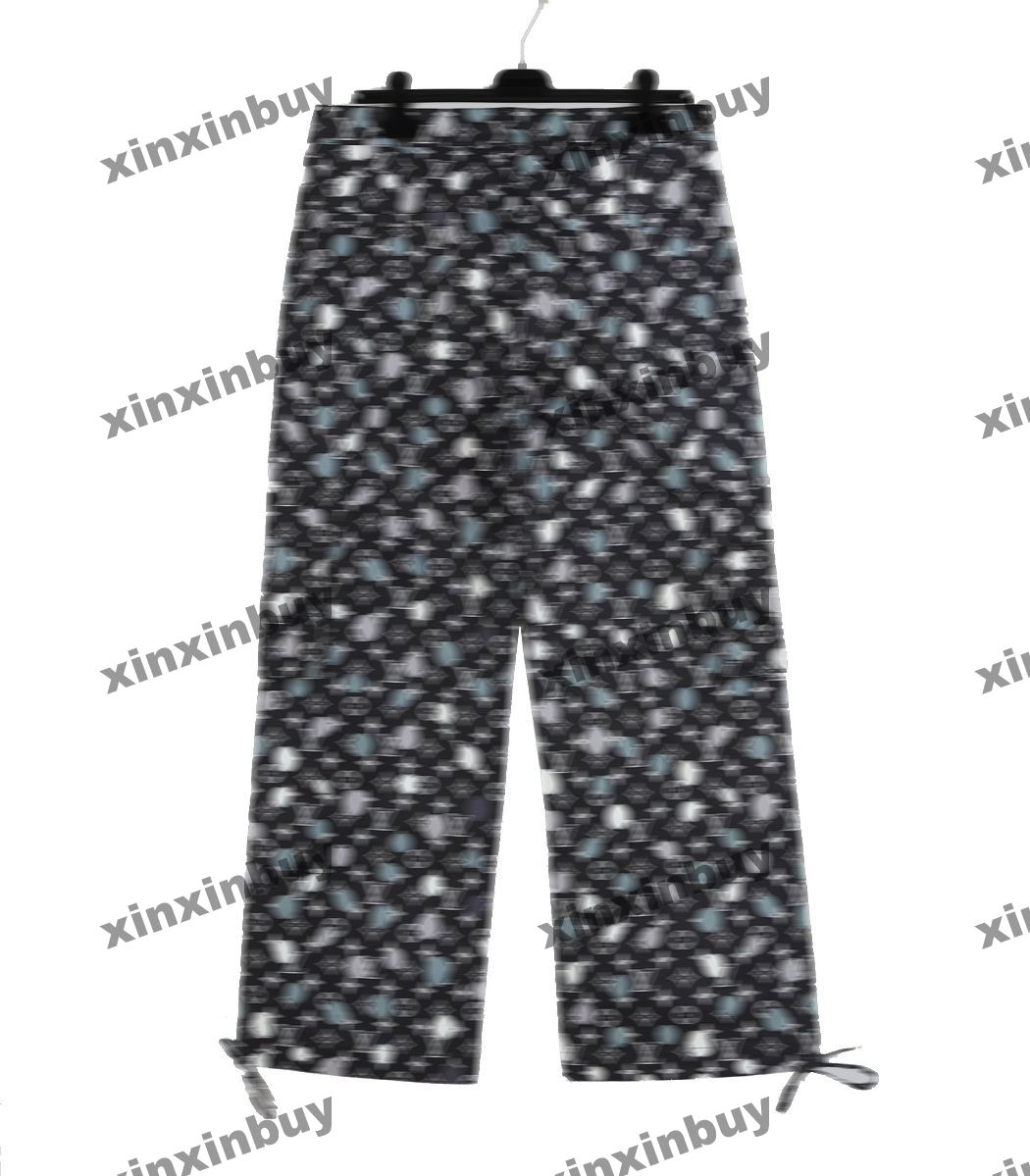 

xinxinbuy Men women designer pant Pocket dots letter jacquard Nylon 1854 Spring summer Casual pants black gray XS-2XL, Multi