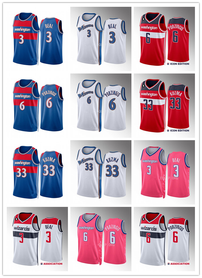 

Basketball Jerseys Kristaps Porzingis Bradley Beal Kyle Kuzma Washington''Wizards''Men 2022-23 City Authentic Jersey