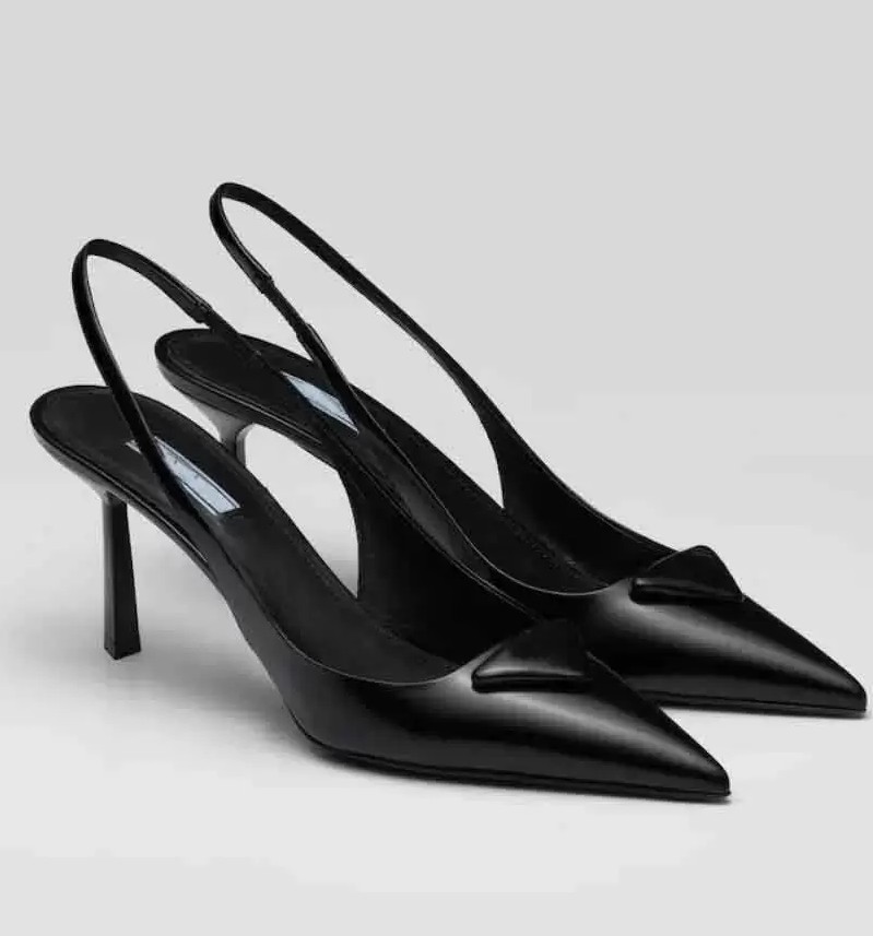 

dress shoes elegant summer triangle brushed leather sandals shoes for women slingback pumps luxury footwear women high heels party wedding