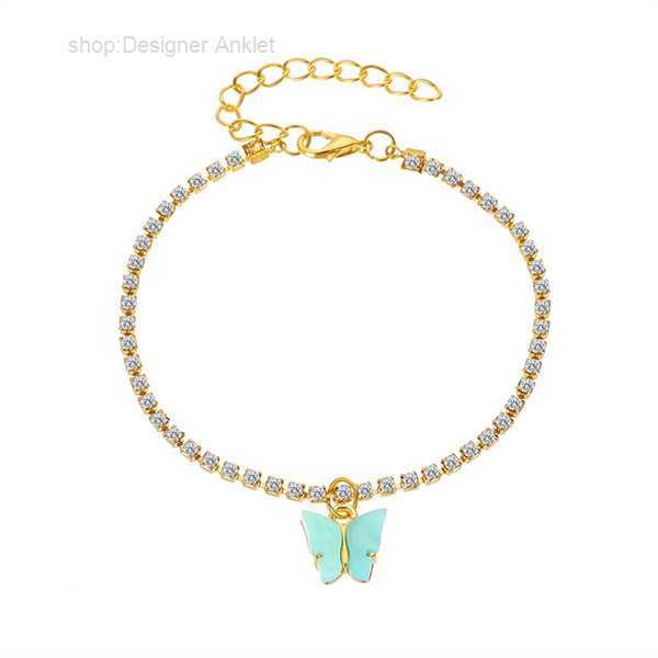 

Anklets Sweet Cute Butterfly Anklet Rhinestone Crystal Ankle Bracelet Boho Beach Acrylic for Women Sandals Foot Bracelets Female Jewelry 3 EC2K