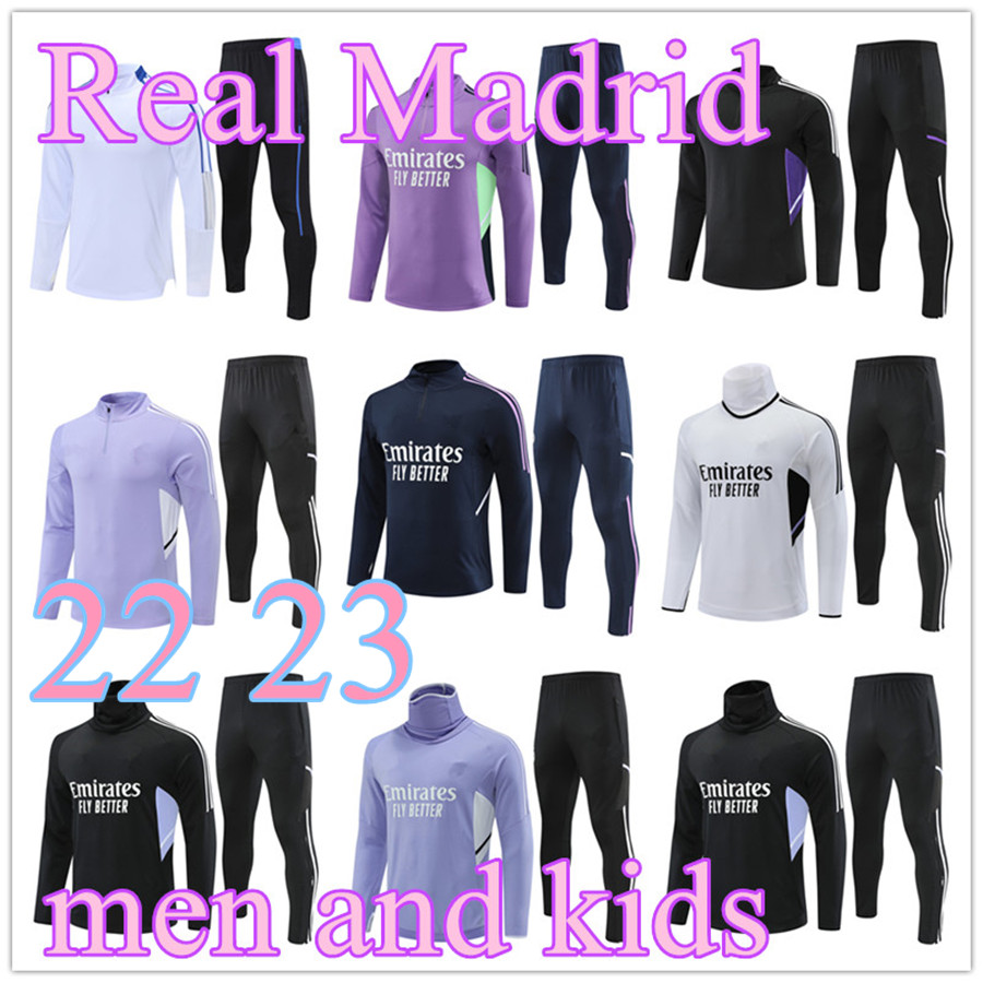 

2022 2023 ReAl MadridS MEN Tracksuit set TRAINING suit 22 23 New High collar Half zip Long sleeved Football Jacket Chandal Sutbol Survetement Kids Sportswear SETS