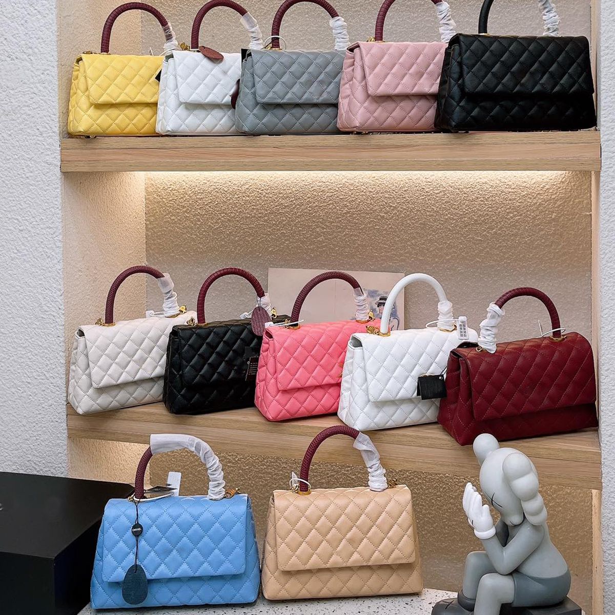 

fashion Coco Handle Women Handbag Channel Flap Bag single shoulder designer bags genuine leather ladies crossbody shoulder bag Gold Chain Handbag Cowhide Womens, Grey+red handle