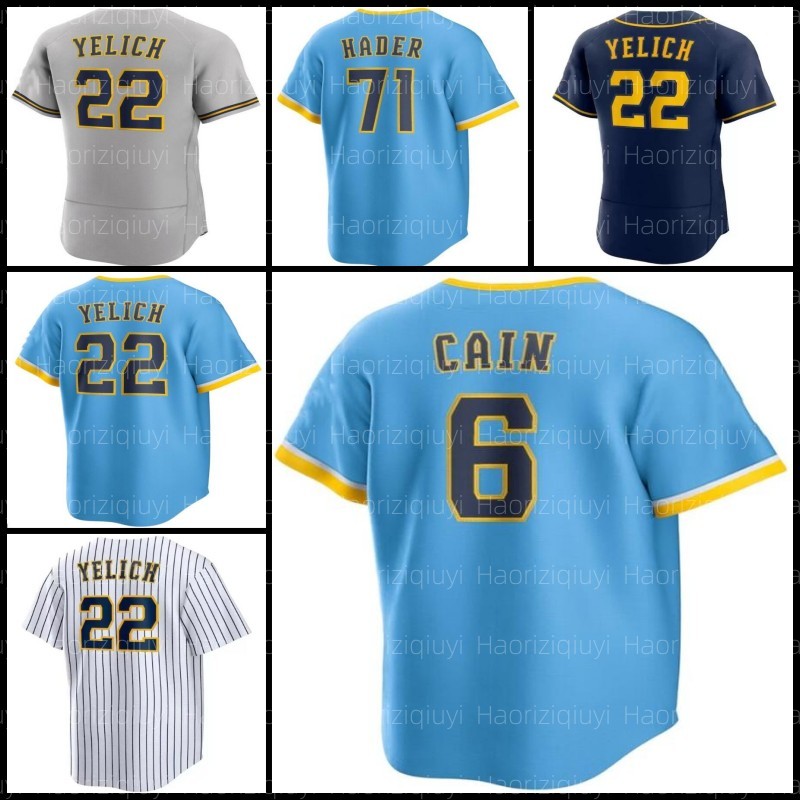 

Christian Yelich Baseball Jersey Willy Adames Corbin Burnes Rowdy Tellez Hunter Renfroe Robin Yount Brew Crew Brandon Woodruff Ryan Braun 6, Men jersey