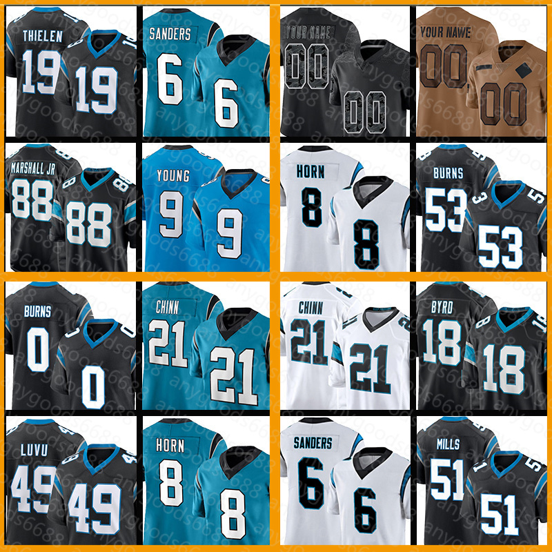 Jaycee Horn 9 Bryce Young Carolinas Football Jersey Panther Jeremy Chinn Terrace Marshall Jr. Miles Sanders Adam Thielen Brian Burns Frankie Luvu