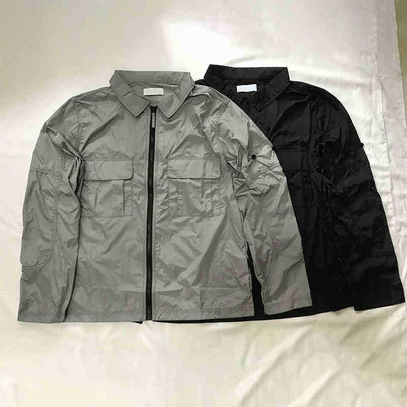 

mens zipper jacket lapel loose clothing Autumn winter Europe fashion street windbreaker Outdoor Jacket 3color stone, Silver gray