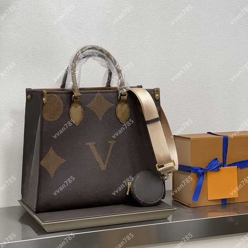 

Vintage LVs Onthego PM 2pcs Shoulder Crossbody Bag with Coin Purse Designer Handbags Louise Women Shopping Bags Viuton Mini Totes Luxury Ladies Purses M46373, Add box + dust bag