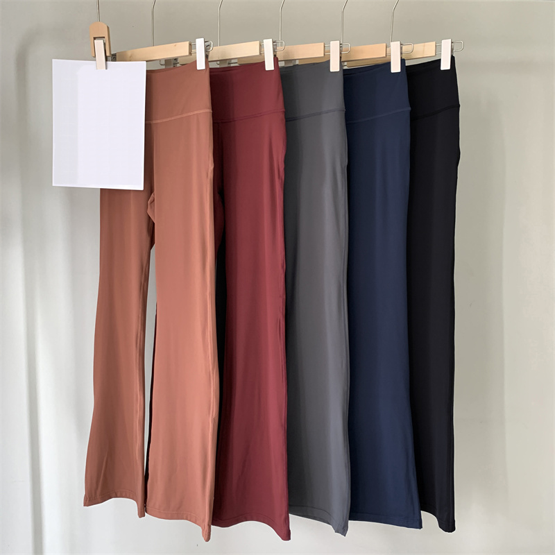 

Active Shirts Tees LL Yoga Flared Pants Groove Summer Ladies High Waist Slim Fit Belly Bell-bottom Trousers Shows Legs Long Fitness Net Red Fashion LU