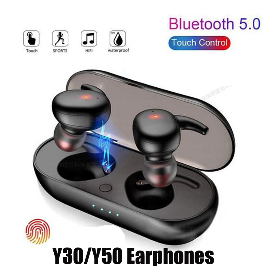 

Y30 Y50 TWS Bluetooth 5.0 Earphones Wireless Earbuds Touch Control Sport in Ear Stereo Cordless HIFI Headset for Android IOS Cell Phone Max Sumsang XiaoMi Vs A6s 4, White