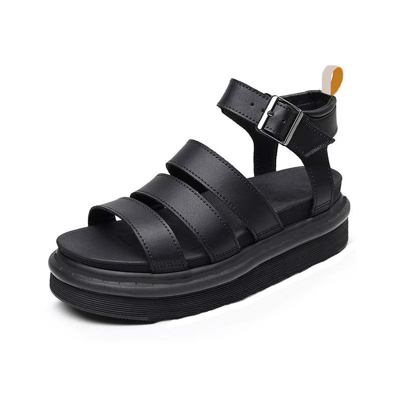 

Black Platform Sandals Women Summer Designer Sandels Fashion Glaidator Real Leather Ankle Strap Beach Sandales Shoes EU42, 12#