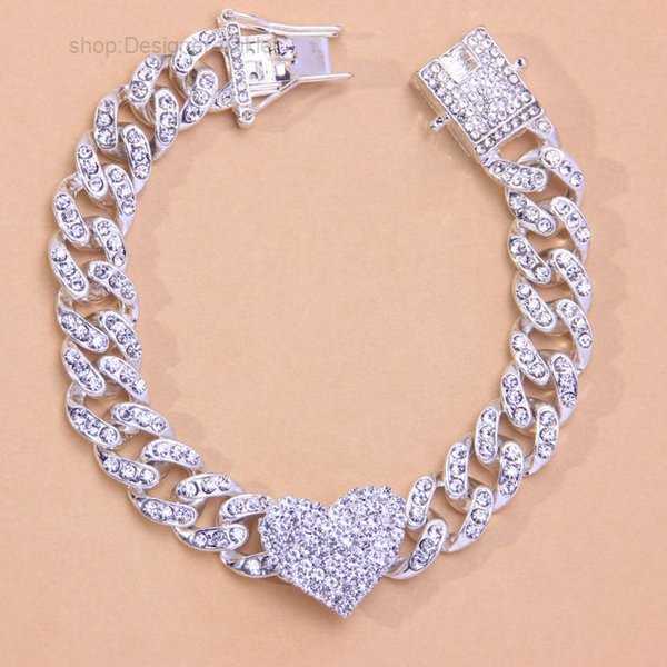 

Anklets Fashion Hip Hop Crystal Heart-shaped Anklet for Women Bracelet Men Miami Cuban Link Chunky Wholesale Foot Chain Iced Out 3 HBT2