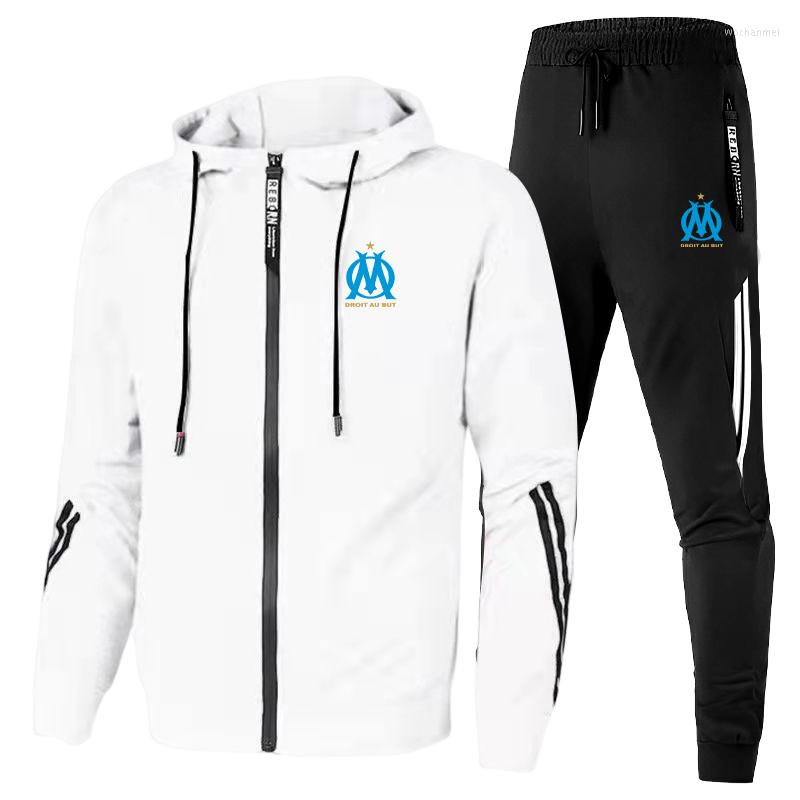 

Men's Tracksuits 2023 Mens Hooded Jacket Suit DROIT AU BUT Marseille Tracksuit Sportswear Jackets Pants 2Pcs Jogging Sweater Set Est Logo, White set-3