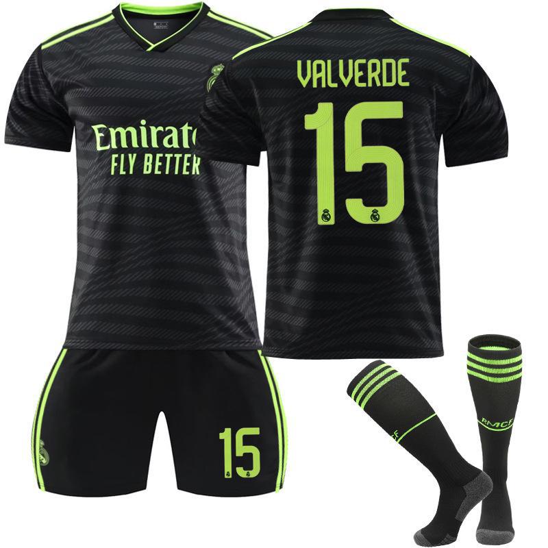 

Fluorescent Soccer Jersey: Vinicius 20, Benzema 9, Modric 10 - Away Kit