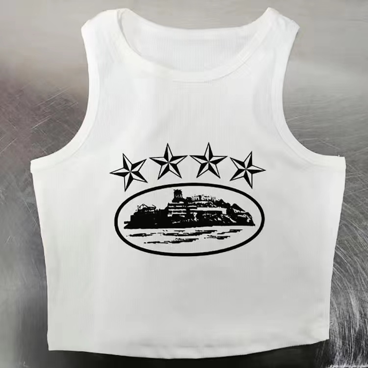 

Designers corteiz Womens Tank Spring Summer New Open Waist Short Top Women's T-shirt Fitness Yoga Vest Pure Lust Spicy Girl Top Trend, @2