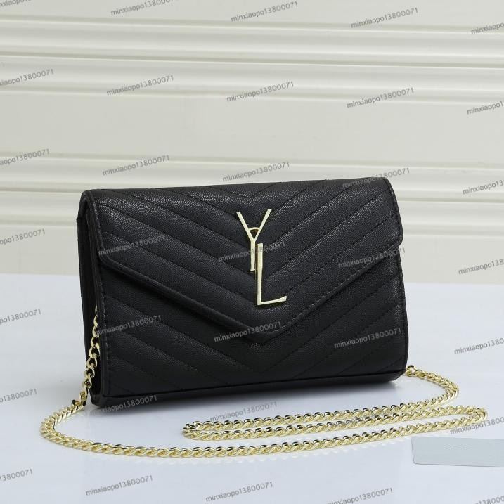 Top Quality YSLtiys Leather Chain Purse Leather women shoulder bags crossbody Luxury handbags clutch purses ladies wallets tote Gold Silver Chain