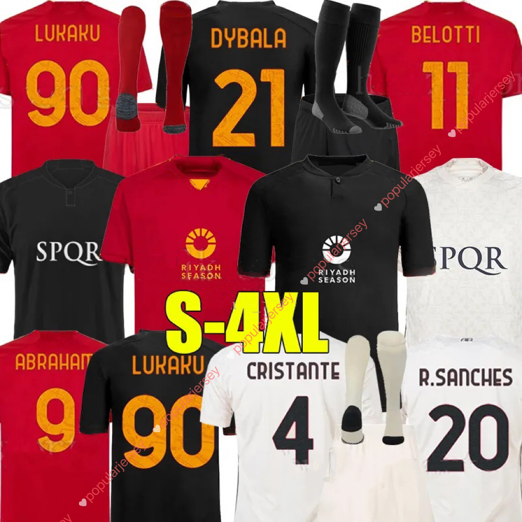 XXXL 4XL 23 24 DYBALA LUKAKU Soccer Jerseys 2023 Final maglia Pellegrini belotti SMALLING Abraham TOTTI Football shirt SANCHES SPINAZZOLA men kids kit sock set 