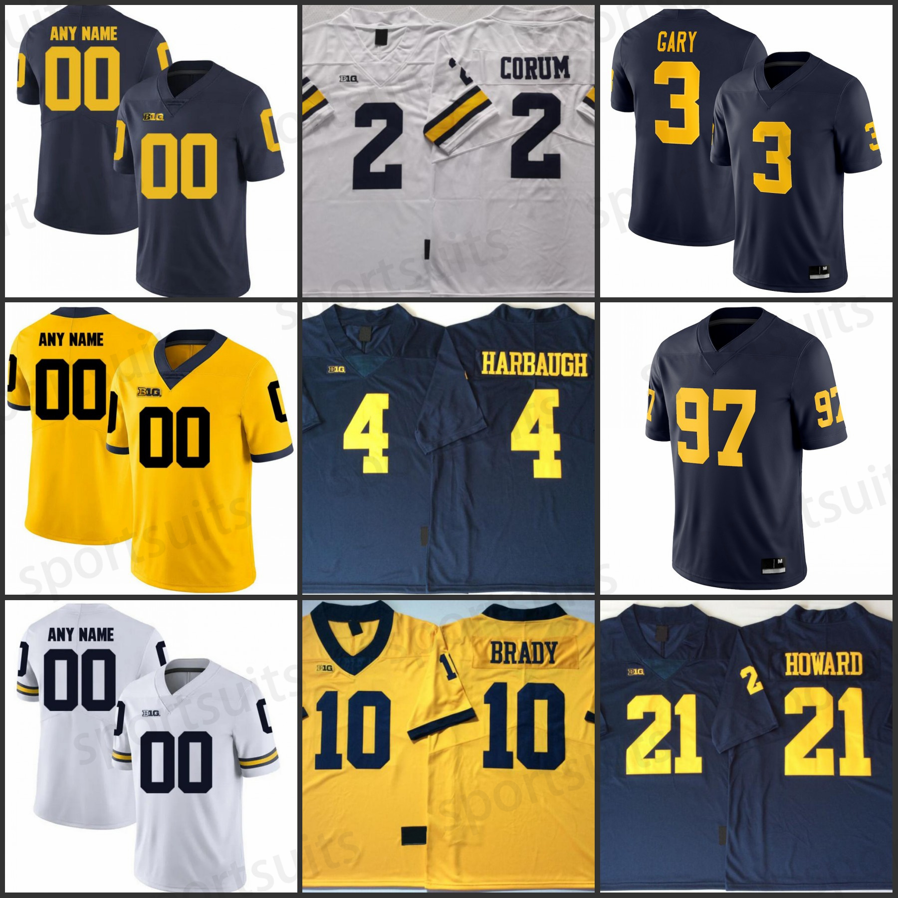 

NCAA College Michigan Wolverines 9 JJ McCarthy Jerseys 2 Blake Corum 10 Tom Brady Donovan Edwards Ronnie Bell Howard Charles Woodson Michael Barrett Football Stitch