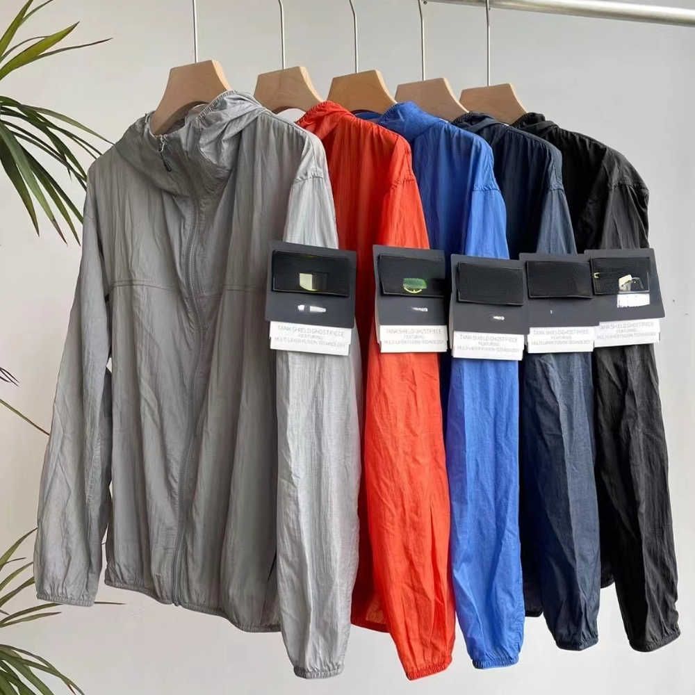 

stone metal nylon badge reflective jacket net infrared sleeve can be used as sunscreen the heat-sensitive windbreakers coat, Blue