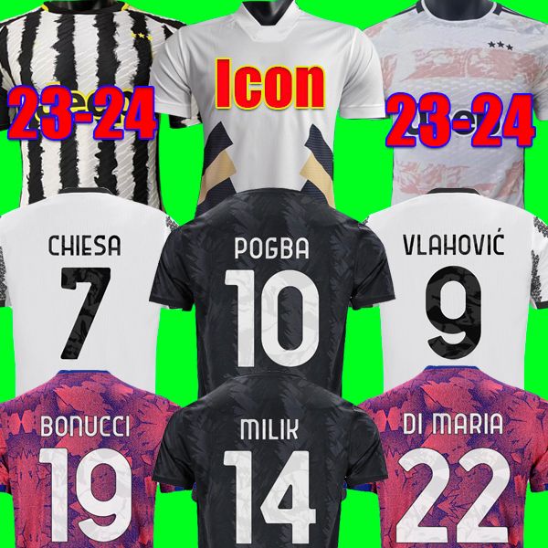 

22 23 24 Juventus soccer jerseys VLAHOVIC MILIK 2023 2024 home POGBA CHIESA BONUCCI DANILO LOCATELLI CUADRADO KEAN football shirts kit DI MARIA men kids sets uniforms, 3rd