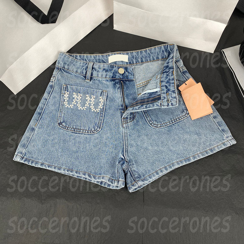 

Women Denim Short Pants Back Shinny Letters Shorts Summer Sexy Mini Shorts, Blue with label;@