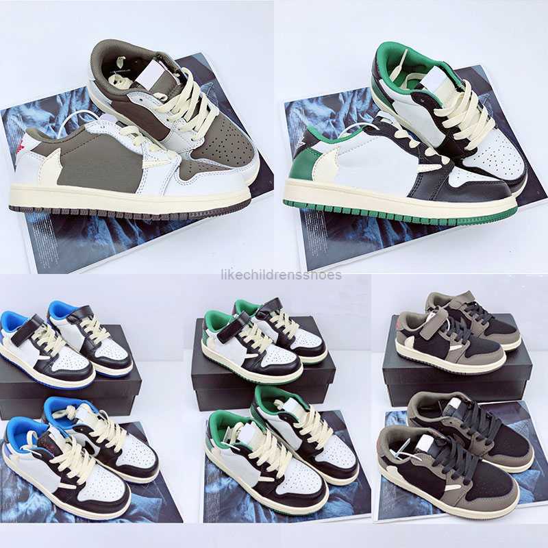 

Jumpman Kids 1S Low Basketball Shoes Black White Toddler Green Game Royal Obsidian Chicago Bred Athletic Sneakers Multi-Color Tie-Dye Outdoor Eur 26-35, With box