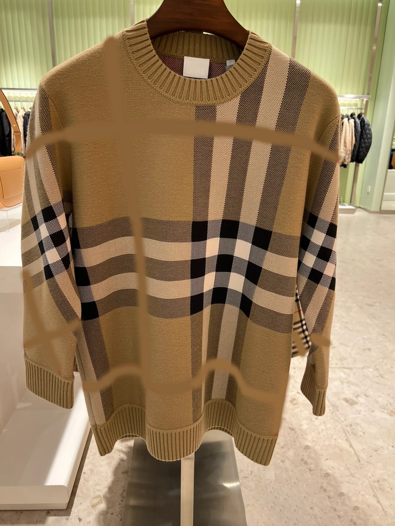 

Men's Sweater Designer Hooded Plaid Sweater Long Sleeve T-Shirt Wool Knit Crewneck Sweatshirt Men Ladies Sweater Loose Pullover Large 3xl, Khaki