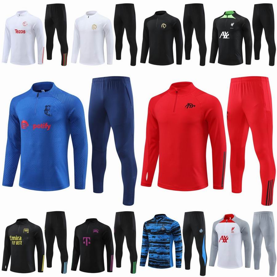

23 24 Adult long-sleeved half-pull training suit Soccer sets Italy Blue MUNI Corinth White Black Kids Wear Childrens Mens Sports Tracksuits Liverpu Flamen red Uniform