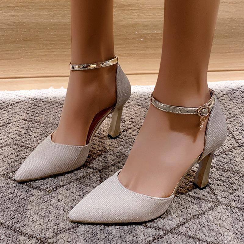 

Sandals White Flower Women Toe-knob Heels Breathable High Women's Casual Lace-up Shoes Fashion SandalsSandals, Gold