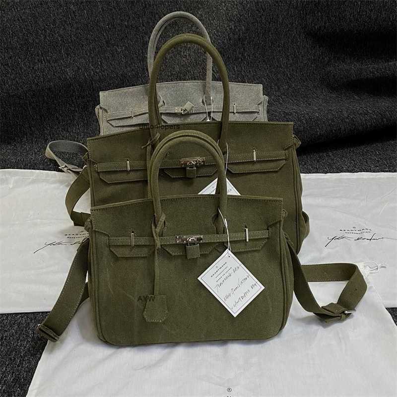 

Designers Handbags Birkins Designer Bags Readymade Brin Canvas Bag Washing Water Make Old Army Green Postal Cloth Men and Women Size Fashion 677I, 45cm cement ash