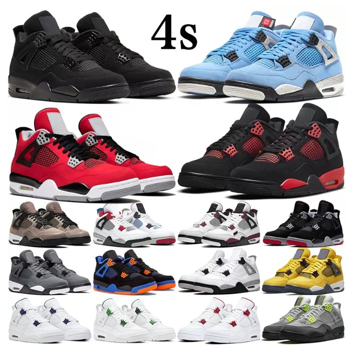 

Jordens jordes 4s Retro basketball shoes jumpman 4 pine green University Blue white oreo military black cat Trainer Men Women sneakers, 23